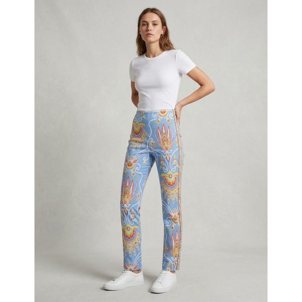 Truth Ankle Pants Womens XS Blue NWT Paisley Floral Slim Stretch Pull On